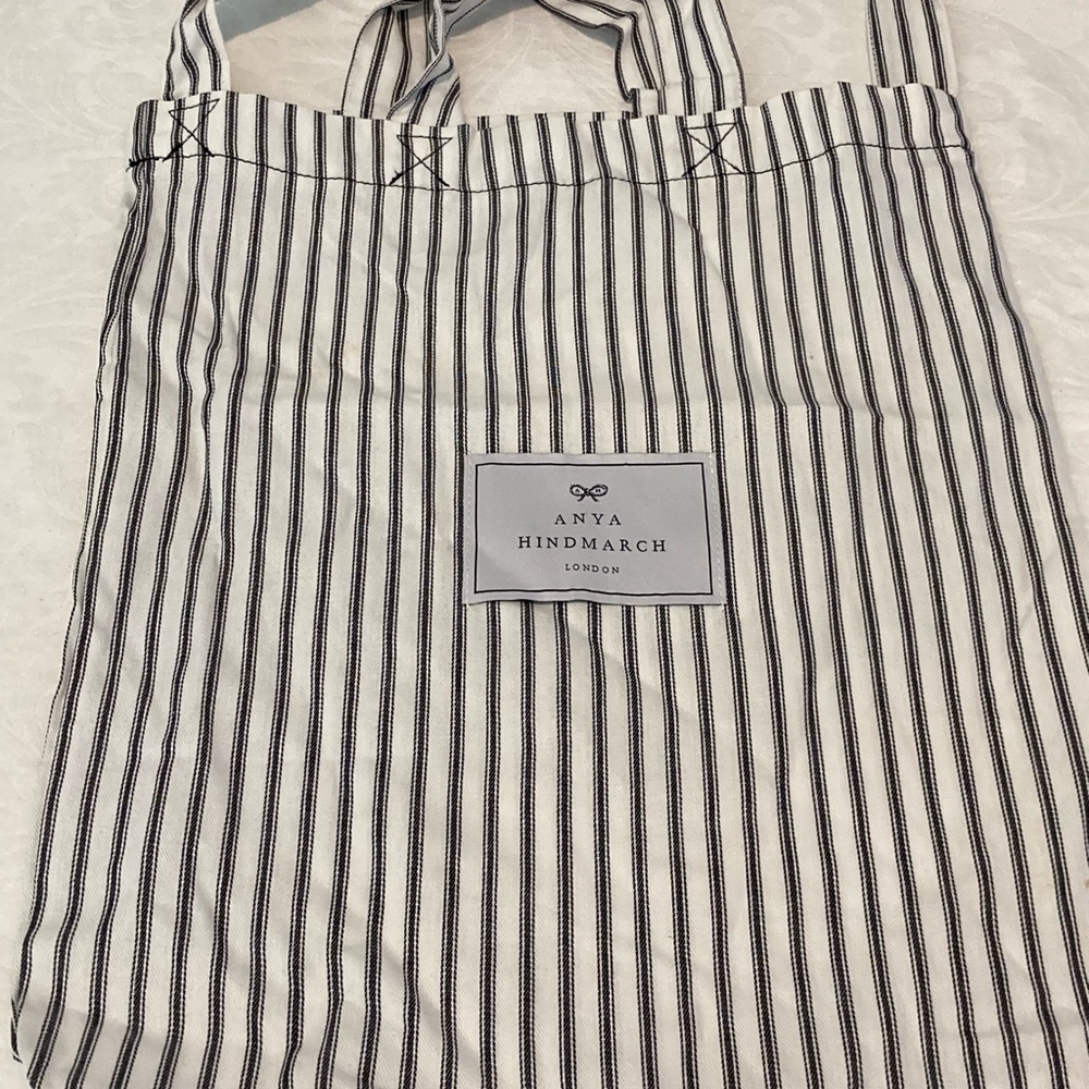 ANYA HINDMARCH LONDON FABRIC STRIPE TOTE BAG